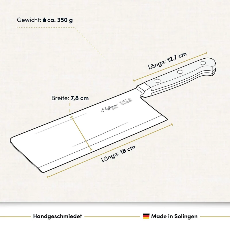 Hackmesser 18 cm, handgeschmiedet in Solingen