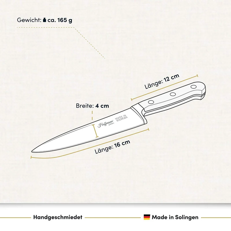 Chefmesser 16 cm, handgeschmiedet in Solingen