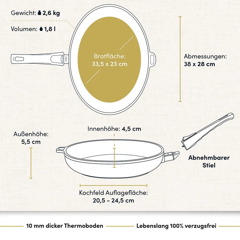 Schnitzelpfanne I Fischpfanne oval 38x28 cm I Deckel optional