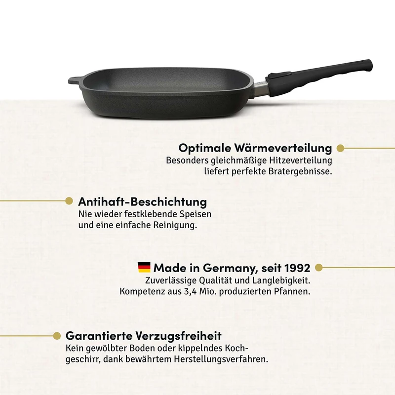 Grillpfanne eckig 28x28 cm I Deckel optional