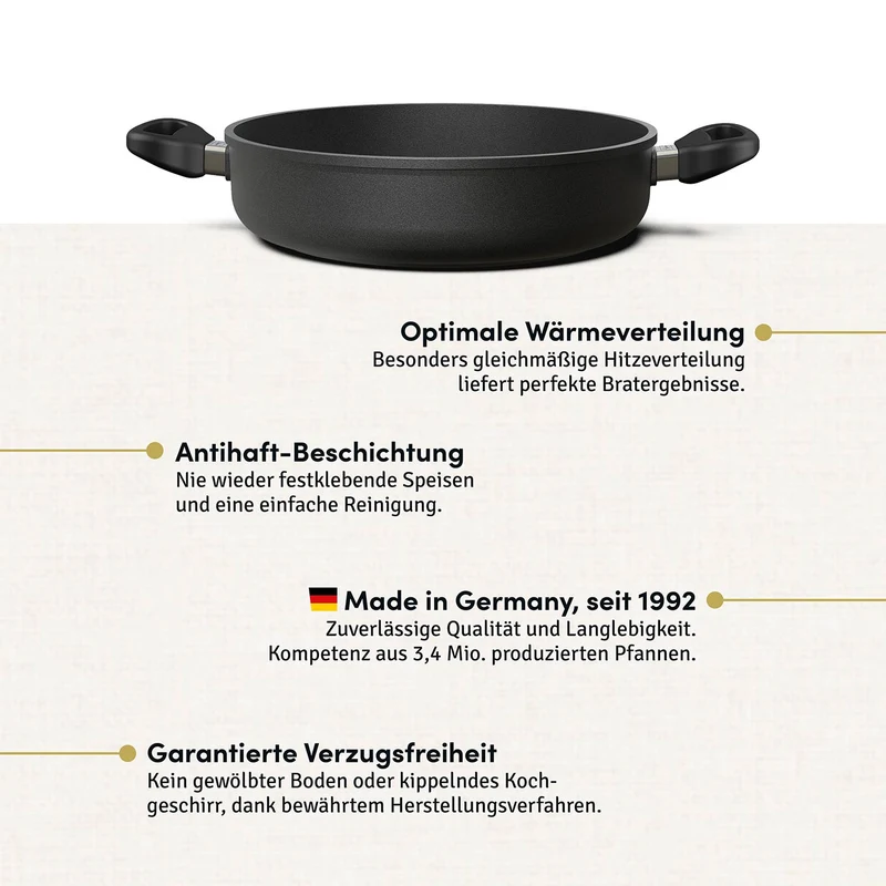 Schmorpfanne / Bräter rund Ø 20-32 cm I Deckel optional