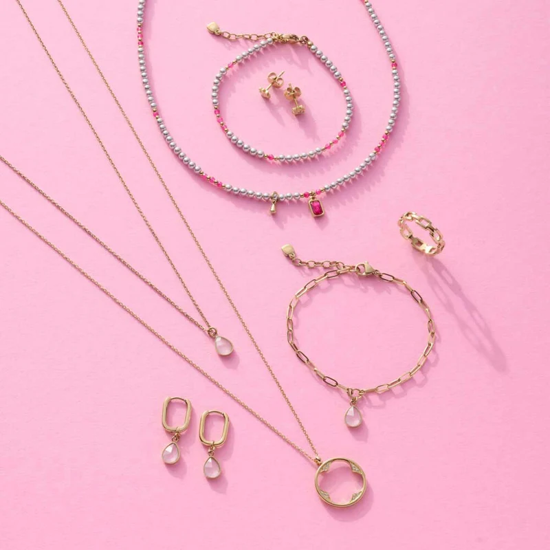 Leonardo Halskette 42 Gold Rosy CIAO, Kette, Schmuck, Edelstahl Gold, Glassteine, 024971