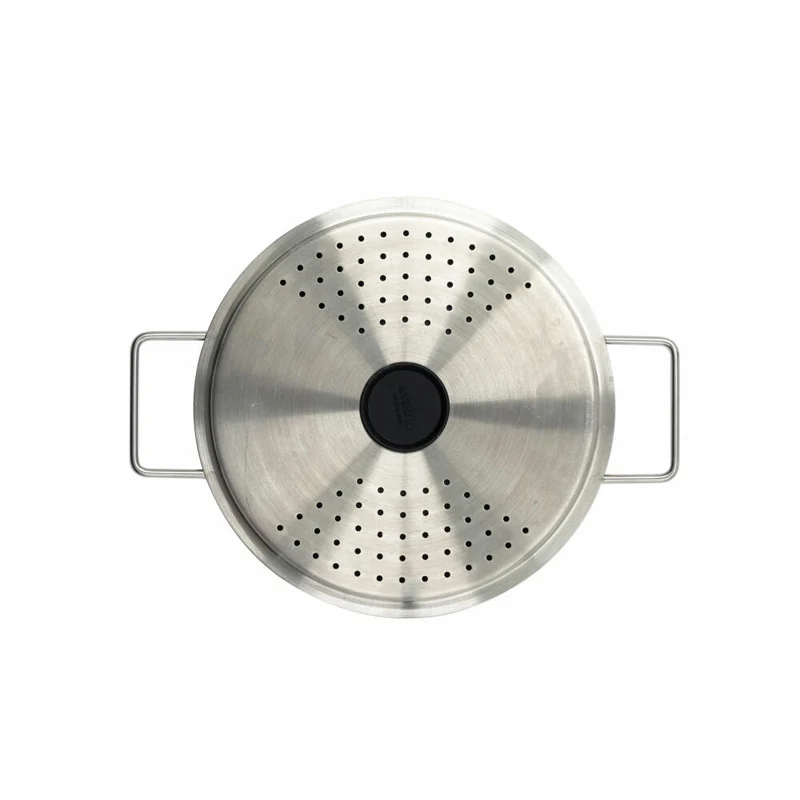 Eva Solo Abgießdeckel, Topfdeckel, Edelstahl, Schwarz, Silberfarben, 20 cm, 303020