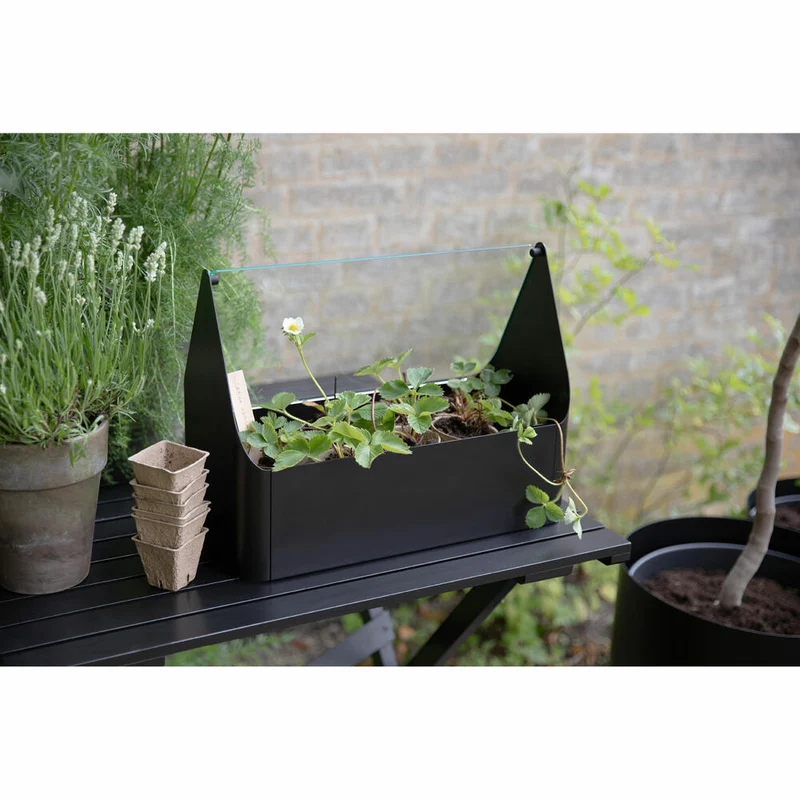 Eva Solo Mini-Gewächshaus Simply Grow, Aluminium, Glas, Kunststoff, Schwarz, 32 x 42 x 20 cm, 741010015