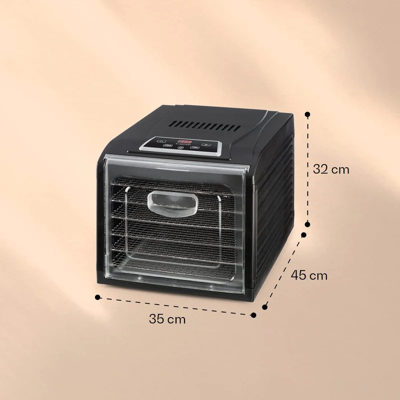 Klarstein Dörrautomat, Dörrgerät, Food Dehydrator, Dörrautomat aus Metall, Dehydrator Food Dryer, 9 Ablagen, 700 Watt, Touch-Display, Timer, Edelstahlheizelement, HotAir Circulation System, Schwarz