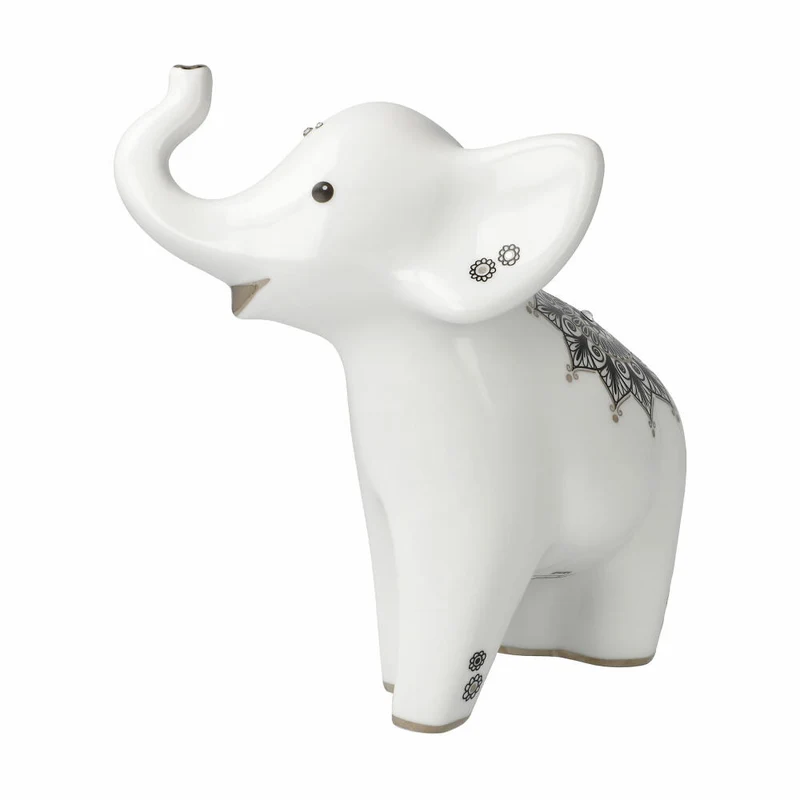 Goebel Figur Elephant - Roho, Porzellan, schwarz-weiß, 16 cm, 70001181