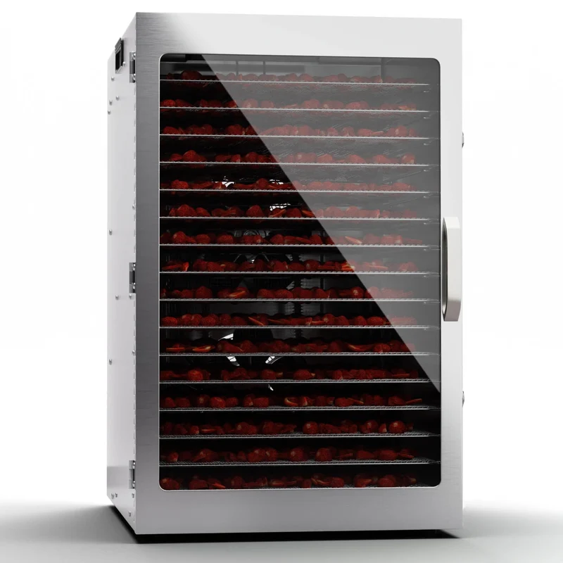 Klarstein Dörrgerät, Dörrautomat für Gemüse, Obst, Pilze & Fleisch, 1500W Edelstahl-Dörrautomat, Trockenautomat mit 16 Metallgitter, Dörrgerät mit 24H Timer & Touch-Display, Food Dehydrator
