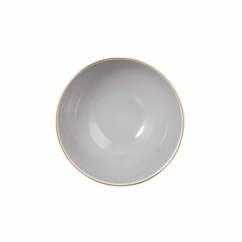 Seltmann Weiden Café au lait Schale Amina Silbergrau Goldrand, Bowlschale, Porzellan, Grau, 500 ml, 001.776126