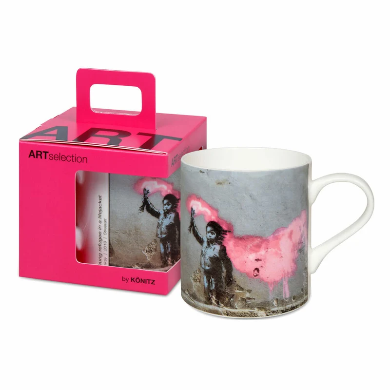 Könitz Becher Young refugee - Banksy, in Geschenkbox, Bone China, Bunt, 400 ml, 11 5 004 2720