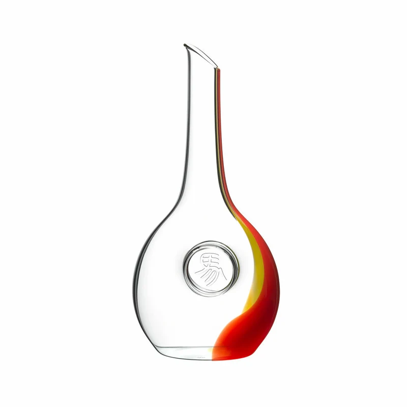 Riedel Chinesische Tierkreiszeichen 2026 Pferd Dekanter, Weinkaraffe, Weindekanter, Kristallglas, Rot-Gelb, 0.75 L, 2009/26S1