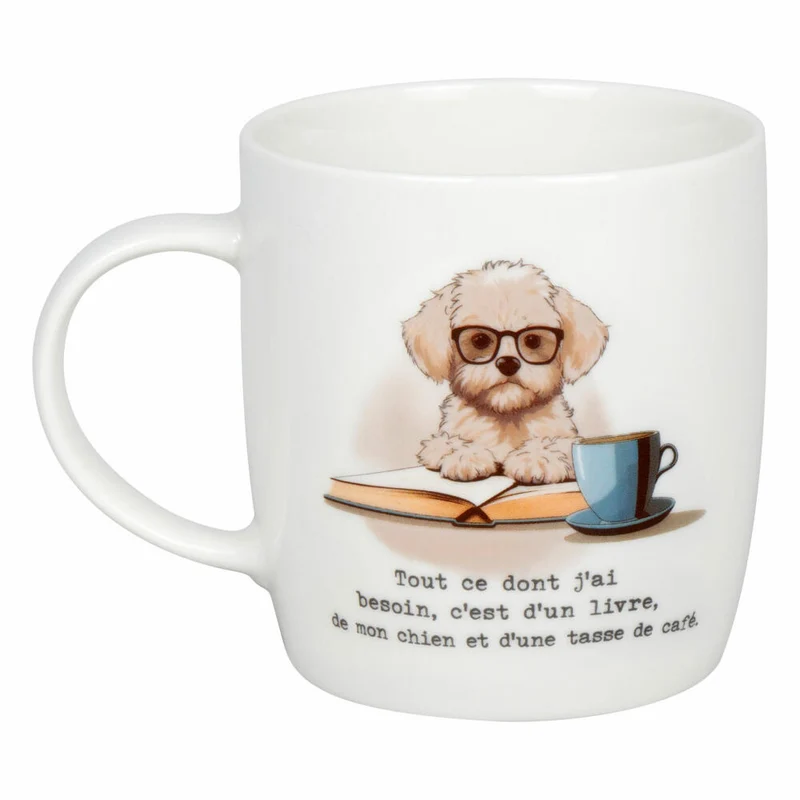 Könitz Becher Livres, chien & café, New Bone China, Bunt, 400 ml, 11 7 275 2915