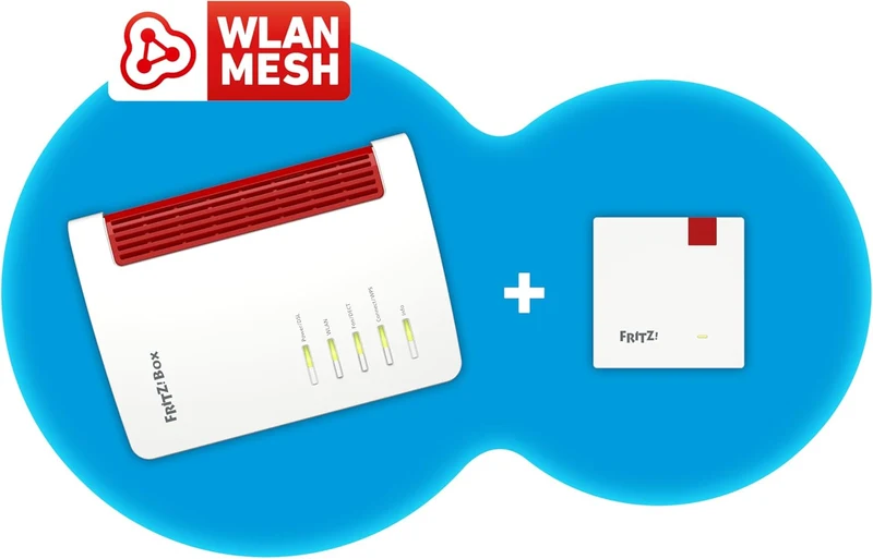 FRITZ!Mesh Set – 7530 AX Wi-Fi 6 Router + 1200 AX Repeater, bis 2.400 MBit/s