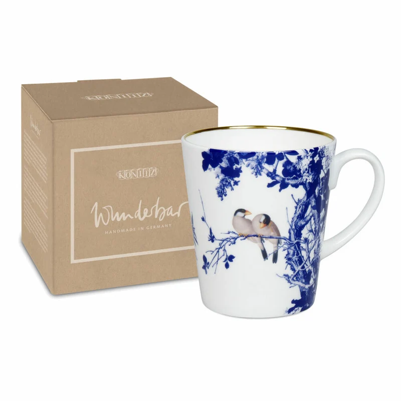 Könitz Becher Blue Birds, in Geschenkbox, Bone China, Blau, 600 ml, 11 5 255 2928