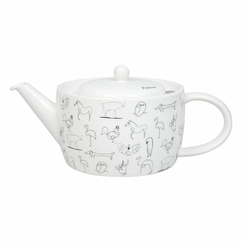 Könitz Teekanne mit Sieb Picasso Animaux, in Geschenkbox, Bone China, Schwarz, 1400 ml, 11 5 263 0104