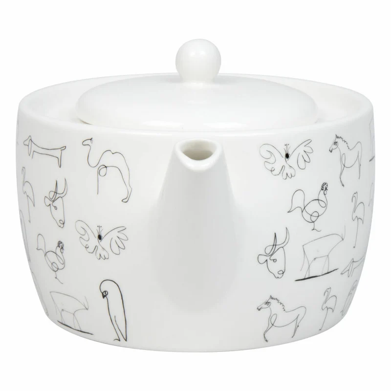 Könitz Teekanne mit Sieb Picasso Animaux, in Geschenkbox, Bone China, Schwarz, 1400 ml, 11 5 263 0104