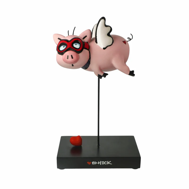 Goebel Figur Ed Heck - When Pigs Fly, Pop Art, Porzellan, Bunt, 29 cm, 67200171