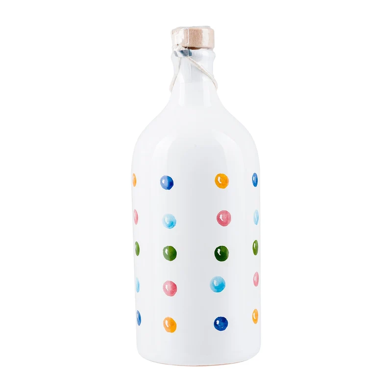 Olivenöl Keramikflasche bunte Punkte