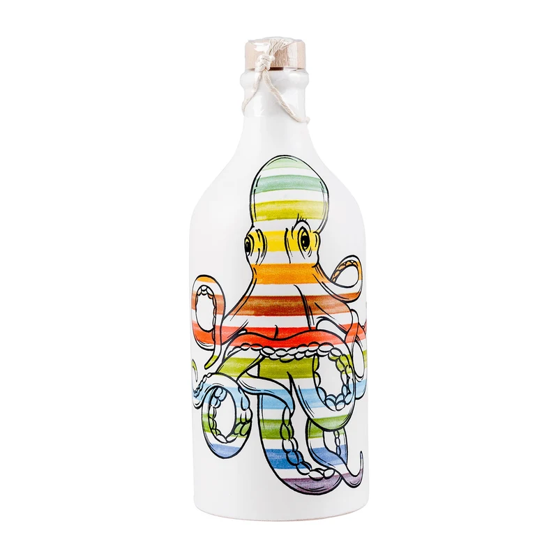 Olivenöl Keramikflasche bunter Tintenfisch