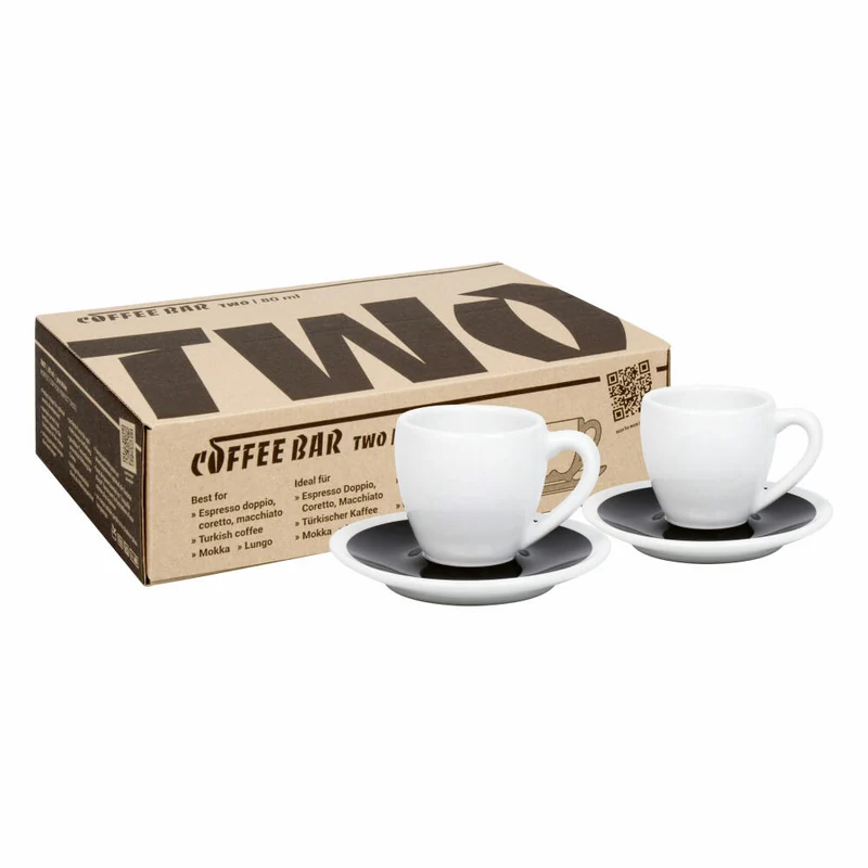 Könitz Espressotassen 2er Set Coffee Bar Two - Black & White, Porzellan, Schwarz, 80 ml, 17 5 800 9002