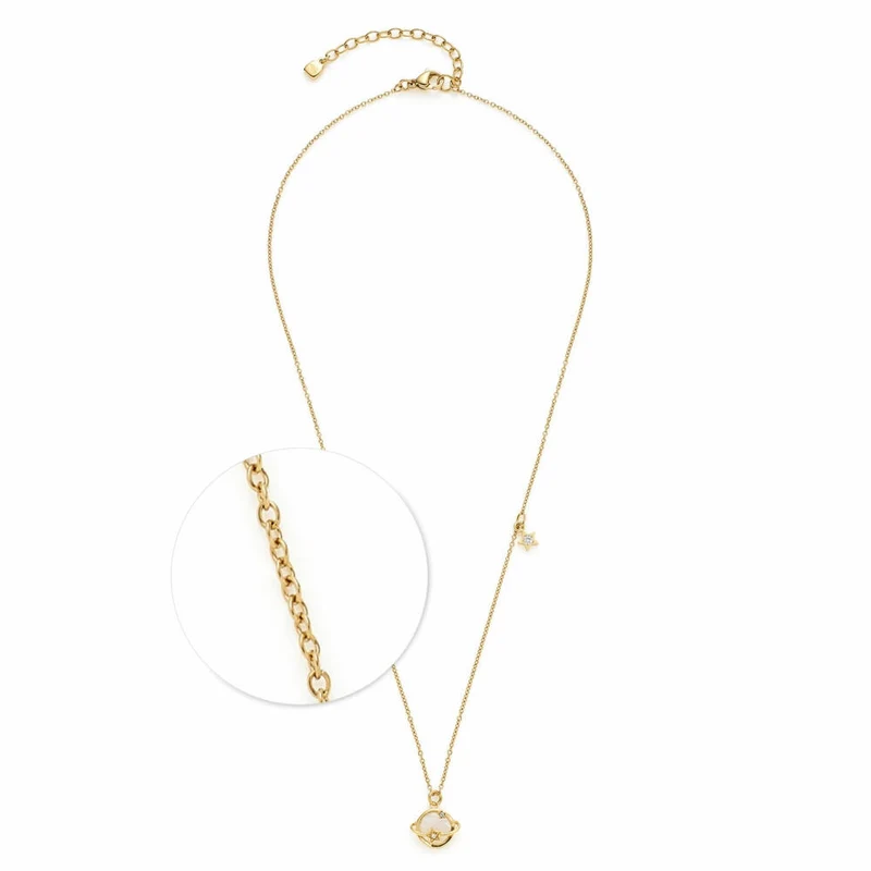 Leonardo Halskette 45 Gold Sattelite Ciao, Kette, Schmuck, Edelstahl Gold, Zirkonia, Perle, 024986