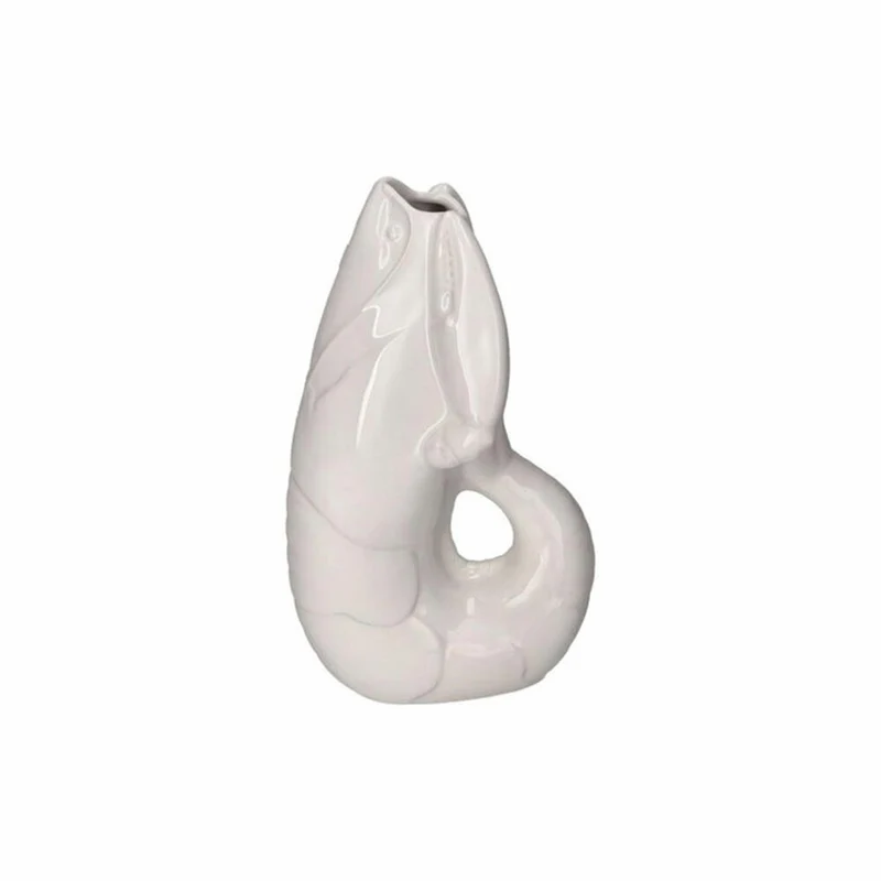 Gift Company Vase Madame Crevette S, Dekovase in Hummer-Form, Steingut, Weiß, H 26.7 cm, 1214503001