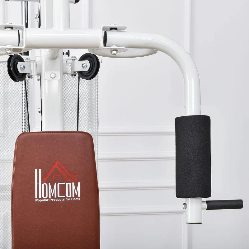 HOMCOM Multistation: Kraftstation mit Latzug, Butterfly & 45 kg Gewichten