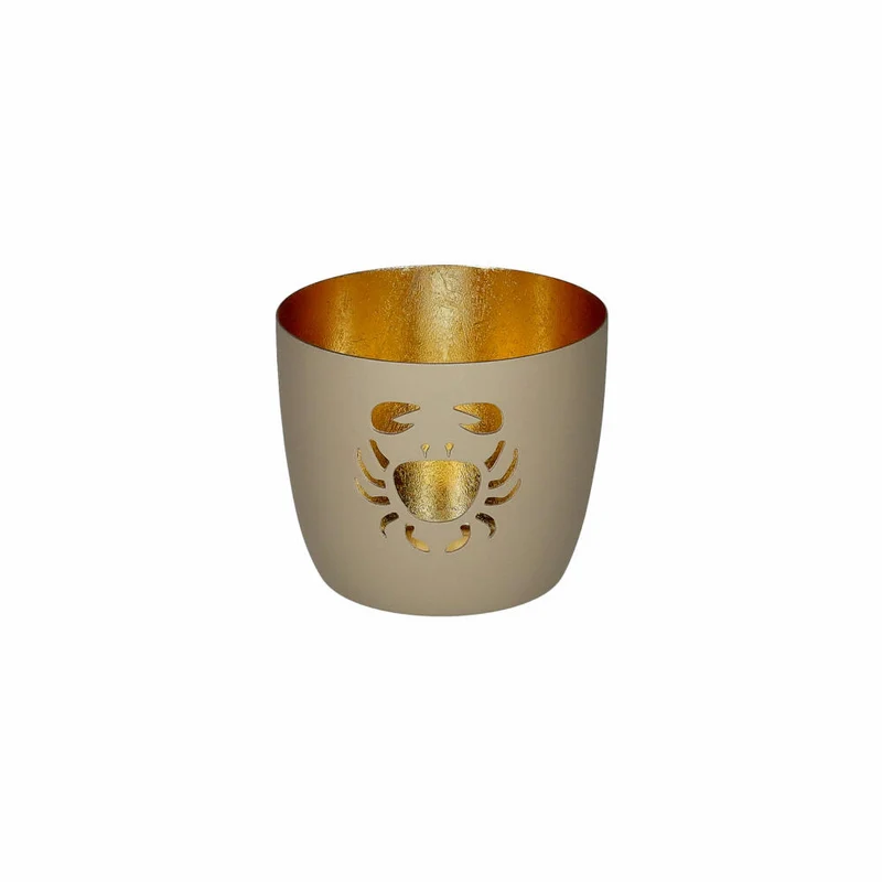 Gift Company Windlicht Madras M, Krabbe, Teelichthalter, Kerzenhalter, Eisen, Sandstone / Gold, H 8.5 cm, 1211004029