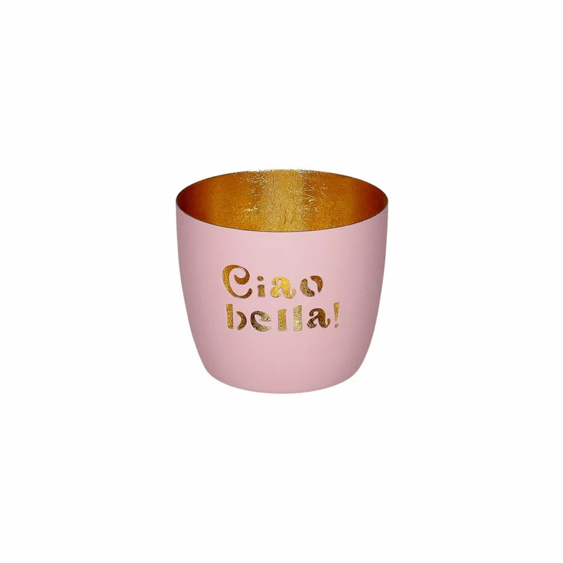 Gift Company Windlicht Madras M, Ciao bella!, Teelichthalter, Kerzenhalter, Eisen, Rosa / Gold, H 8.5 cm, 1210904012