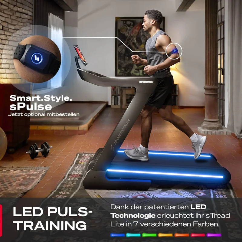 Sportstech sTread Pro/Lite: Klappbares Laufband mit 20 km/h, 17 % Steigung und 7 PS Motor