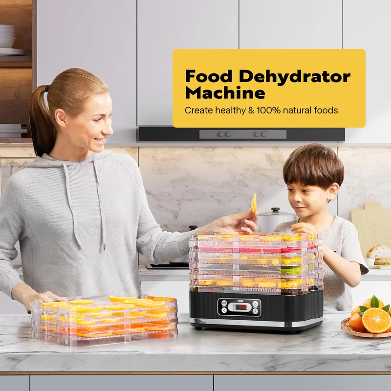 VIVOHOME Dörrautomat mit 8 Einlegefächern 400W BPA frei Dörrgerät mit Temperaturregler von 35°C bis 70°C inkl.72H Timer und Rezept für Fleisch,Obst,Haustier-Leckereiene