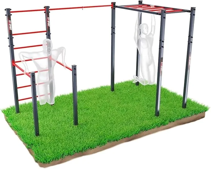 K-Sport Calisthenics Turnstange: Wetterfeste Garten-Kraftstation mit Hangelleiter