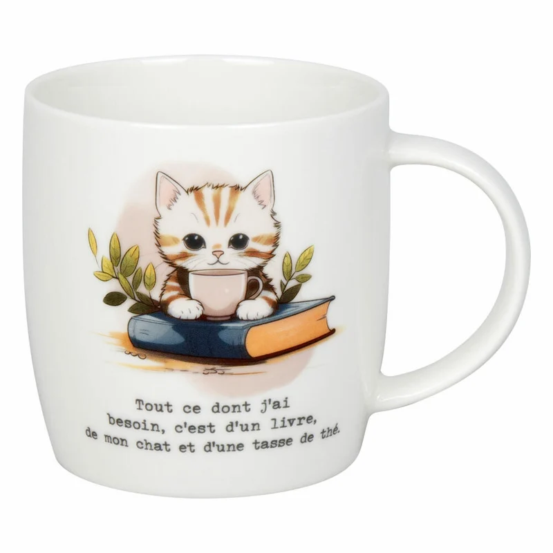Könitz Becher Livres, chat & thé, New Bone China, Bunt, 400 ml, 11 7 275 2912