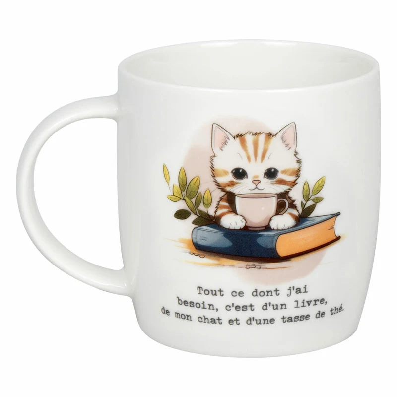 Könitz Becher Livres, chat & thé, New Bone China, Bunt, 400 ml, 11 7 275 2912