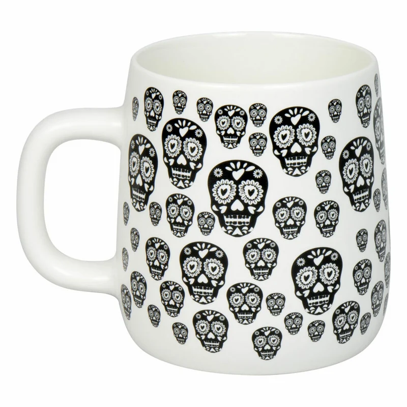 Könitz Becher Calavera Mexicanas White, New Bone China, Schwarz, 395 ml, 11 7 239 2921