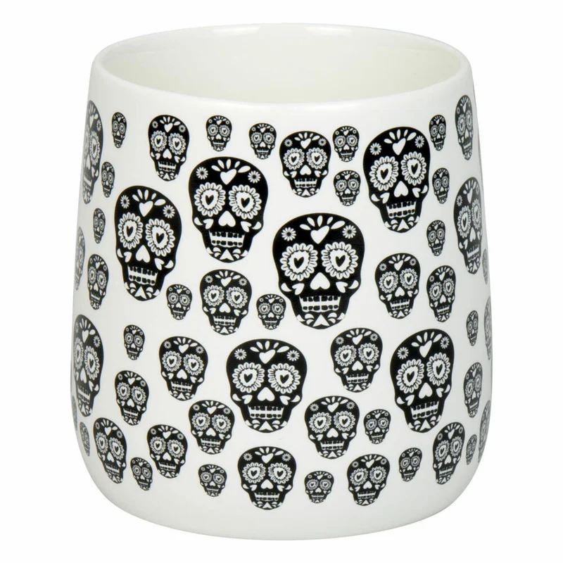 Könitz Becher Calavera Mexicanas White, New Bone China, Schwarz, 395 ml, 11 7 239 2921
