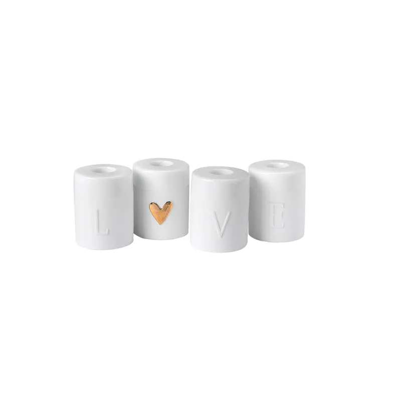 RAEDER DESIGN Love Kerzenständer 4-er Set Gold
