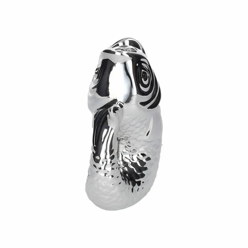 Gift Company Kerzenhalter Monsieur Carafon S, Kerzenständer in Fisch-Form, Steingut, Silber, H 16.2 cm, 1055303022