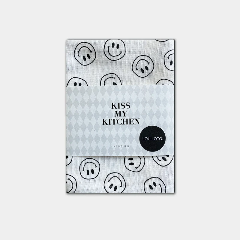 KISS MY KITCHEN Geschirrtuch Smile black