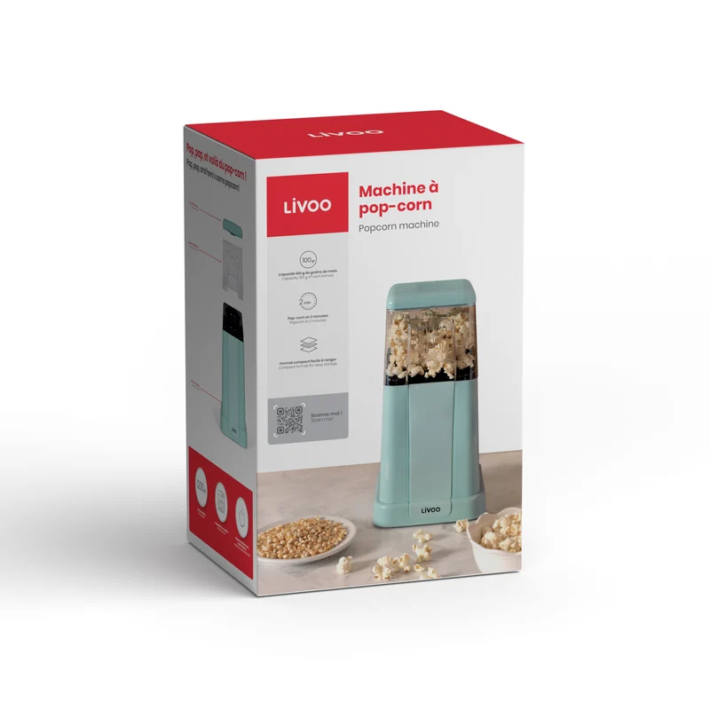 Popcornmaschine Mint 1200W für ca. 100 g.