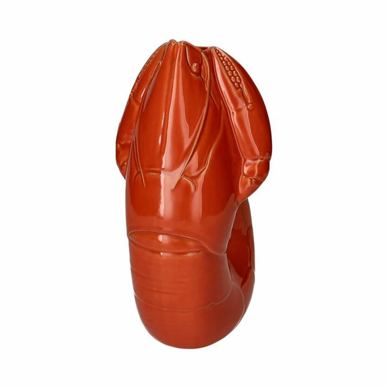Gift Company Vase Madame Crevette L, Dekovase in Hummer-Form, Steingut, Orangerot, H 32 cm, 1214505003