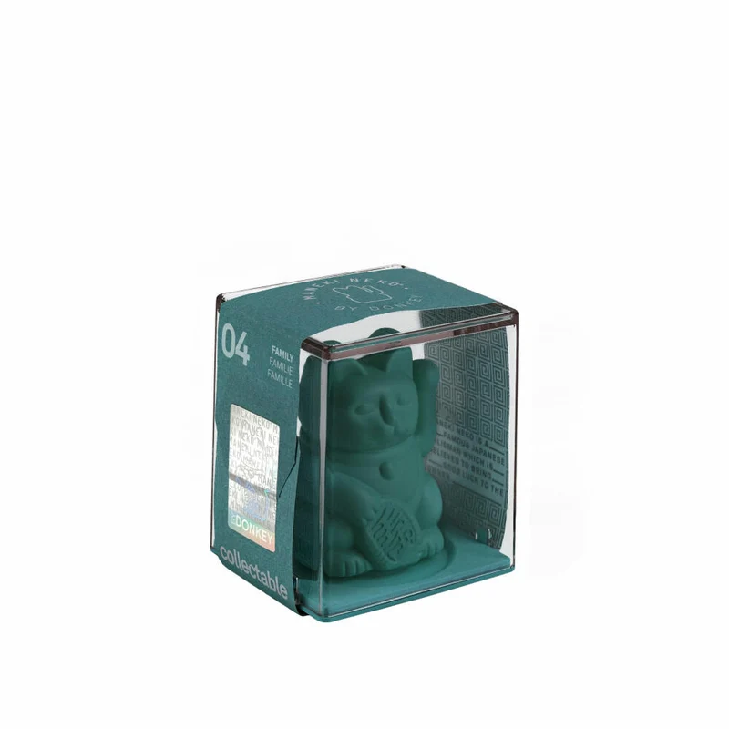 Donkey Products Winkekatze Lucky Cat Solar, Glücksbringer, Kunststoff, Grün, 6.5 cm, 350013
