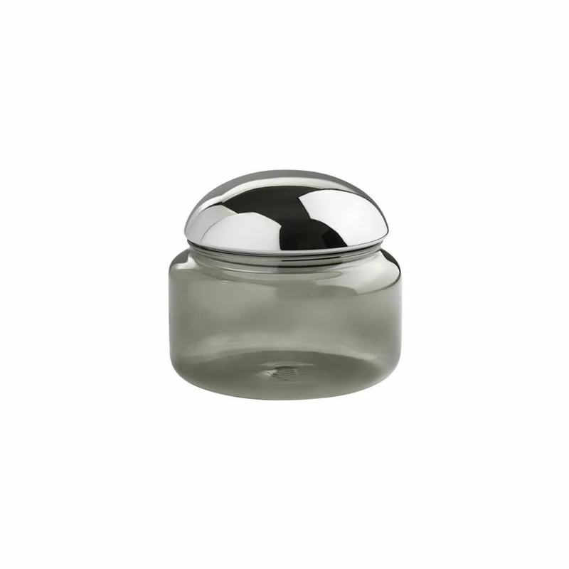 Gift Company Glasdose Voile L, Dose, Aufbewahrungsdose, Glas, Grau / Silber, Ø 14 cm, 1235205004