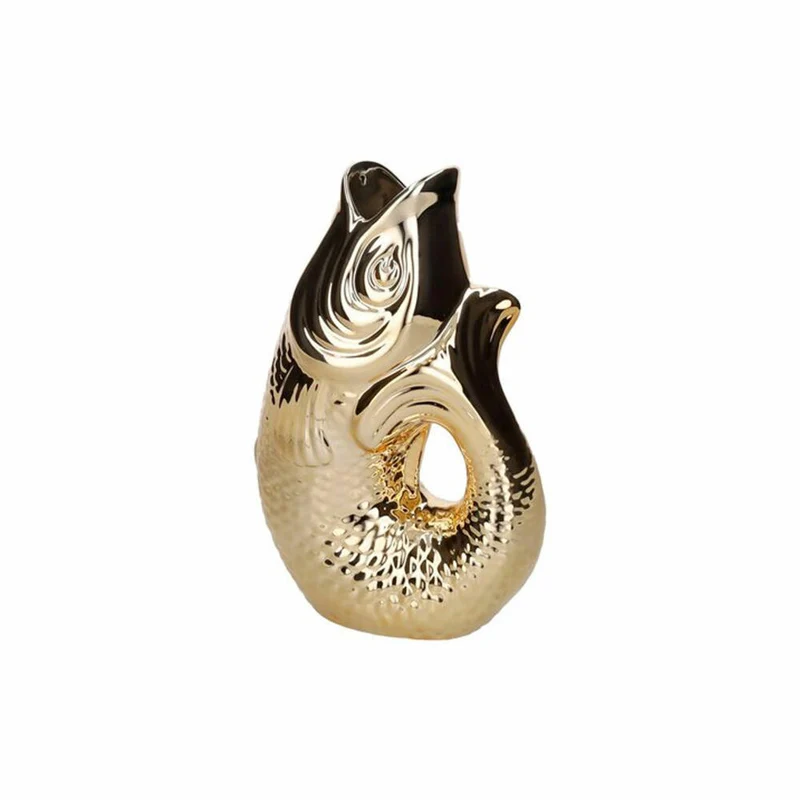 Gift Company Vase Monsieur Carafon S, Dekovase in Fisch-Form, Steingut, Gold, 25.2 cm, 1087403021