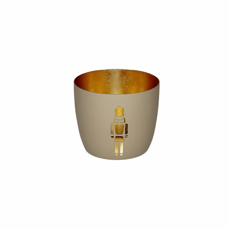Gift Company Windlicht Madras M, Nussknacker, Teelichthalter, Kerzenhalter, Eisen, Sandstone / Gold, H 8.5 cm, 1212104029