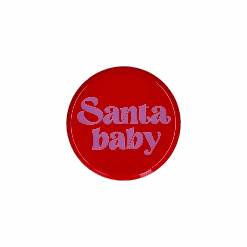 Gift Company Dekotablett Love Trays XS, Santa Baby, Tablett, Eisen, Rot, Ø 12.7 cm, 1214702003