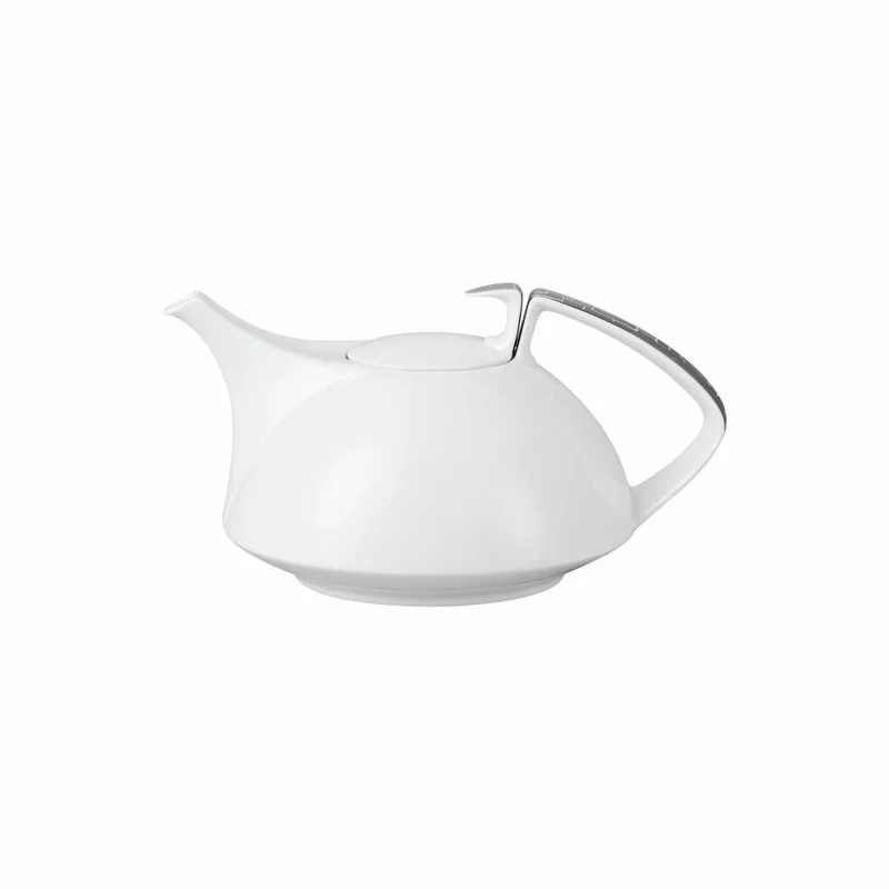 Rosenthal Teekanne TAC Gropius Skin Platin für 6 Personen, Porzellan, Weiß-Silber, 1.35 L, 11280-403239-14230
