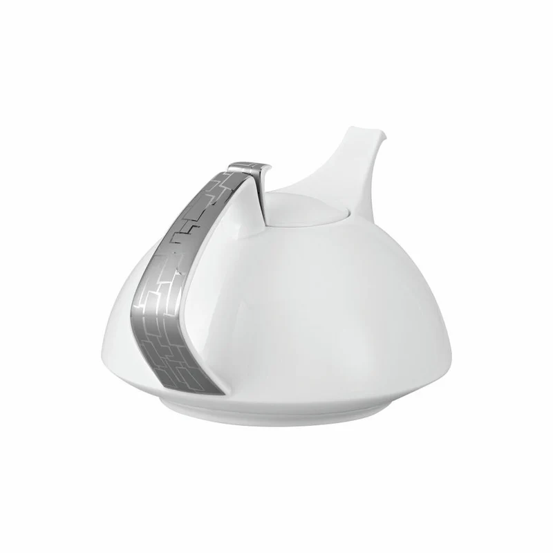 Rosenthal Teekanne TAC Gropius Skin Platin für 6 Personen, Porzellan, Weiß-Silber, 1.35 L, 11280-403239-14230
