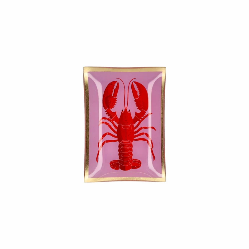 Gift Company Glasteller Love Plates M, Hummer, Dekoteller, Ablage, Glas, Rosa / Rot, 10 x 14.2 cm, 1213404012