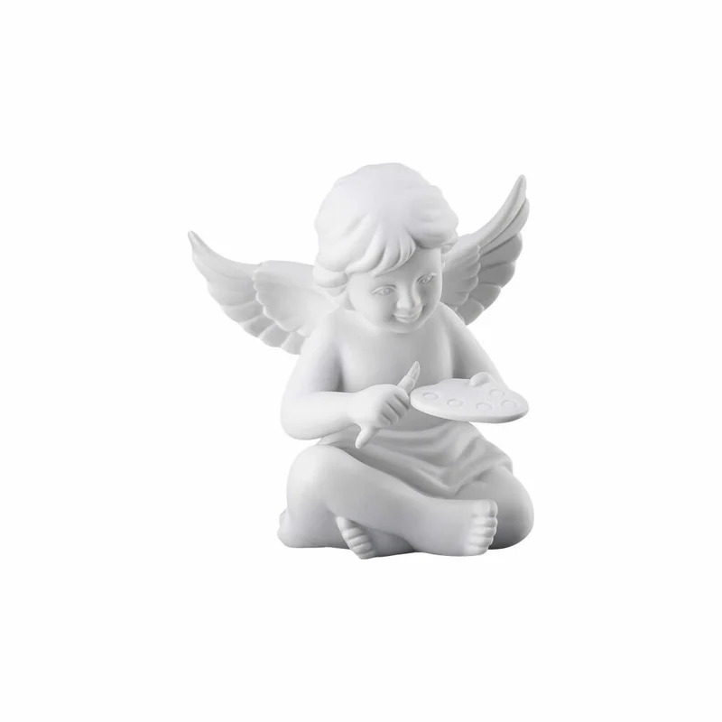 Rosenthal Dekofigur Engel mit Malerpalette, Porzellan, Weiß, 9.8 cm, 69055-000102-90535