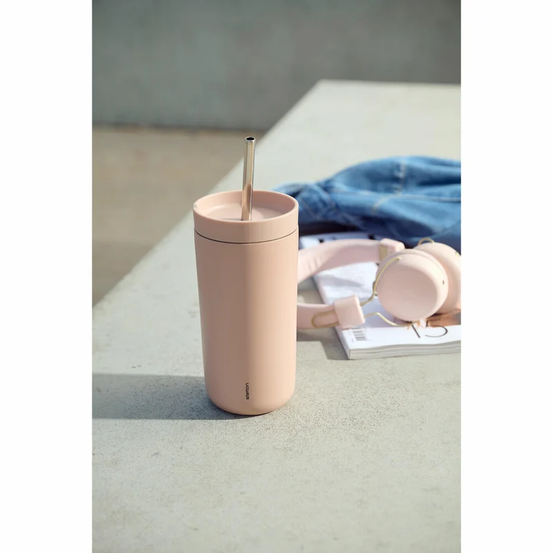 Stelton Thermobecher To Go Sip mit Strohhalm, Stahl, Kunststoff, Heather, 400 ml, 686-50